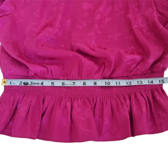 Forever 21 Plus Long Sleeve Peplum Hem Floral Print Blouse Women's Size 0X 12 - Picture 12 of 12